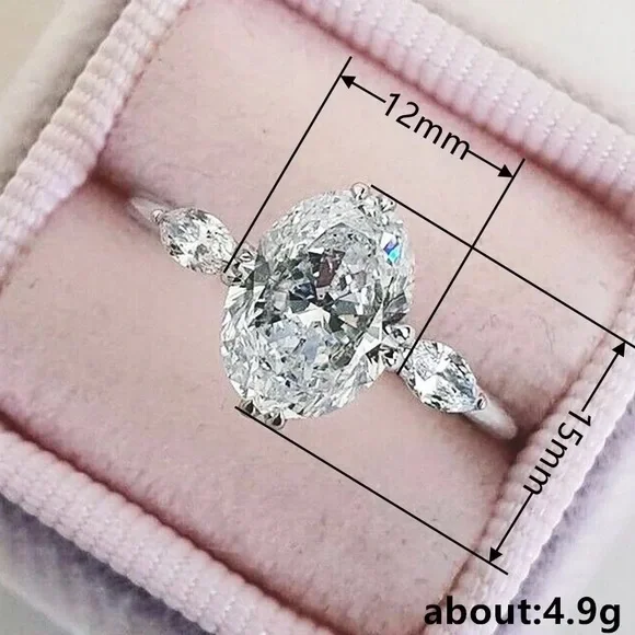 New 925 Silver Oval Cut Promise Diamond Ring 💍 - Picture 3 of 5